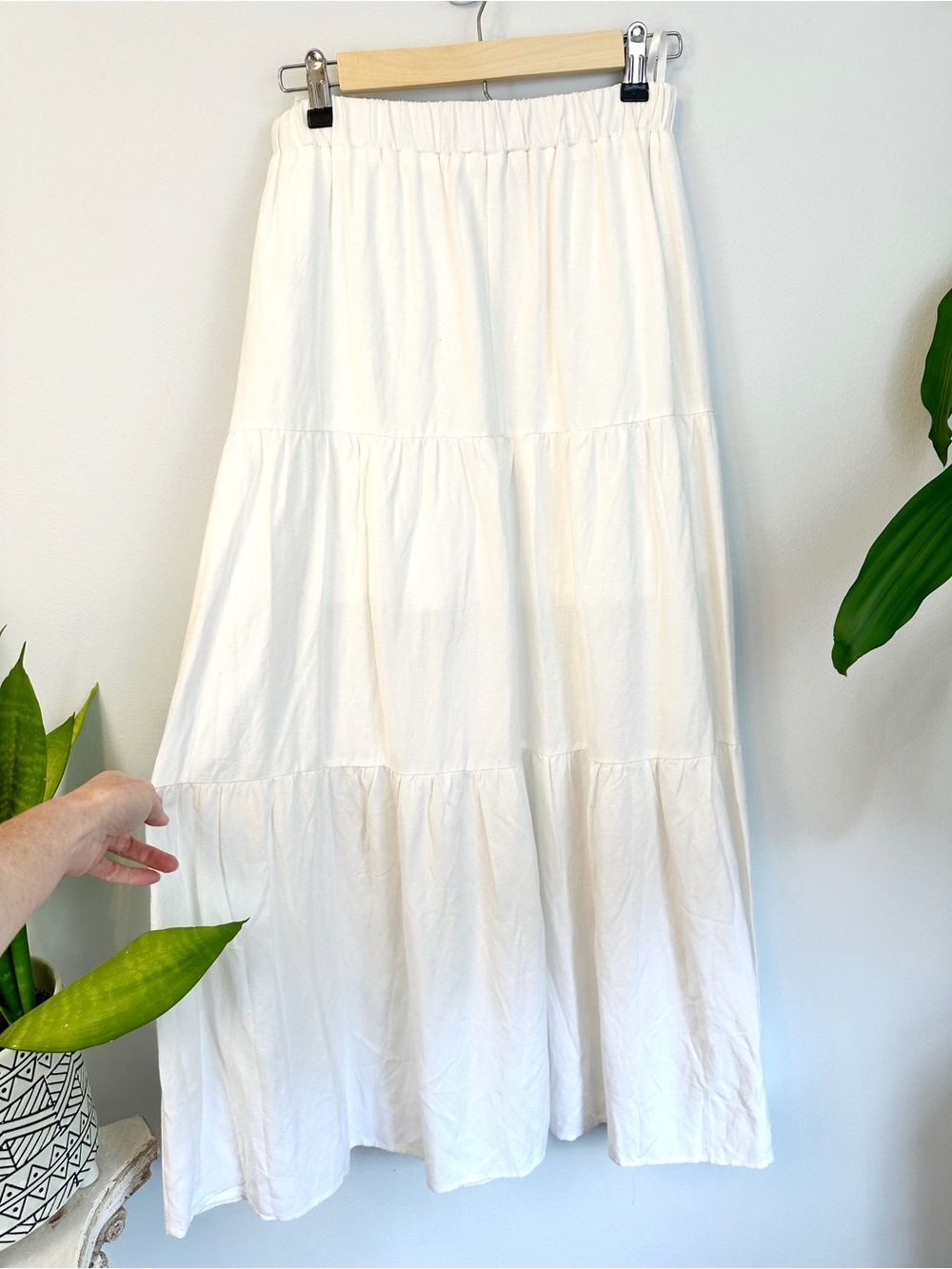 NWT She + Sky Tiered White Maxi Skirt - Women's Soft Beachy Boho - Picture 3 of 7